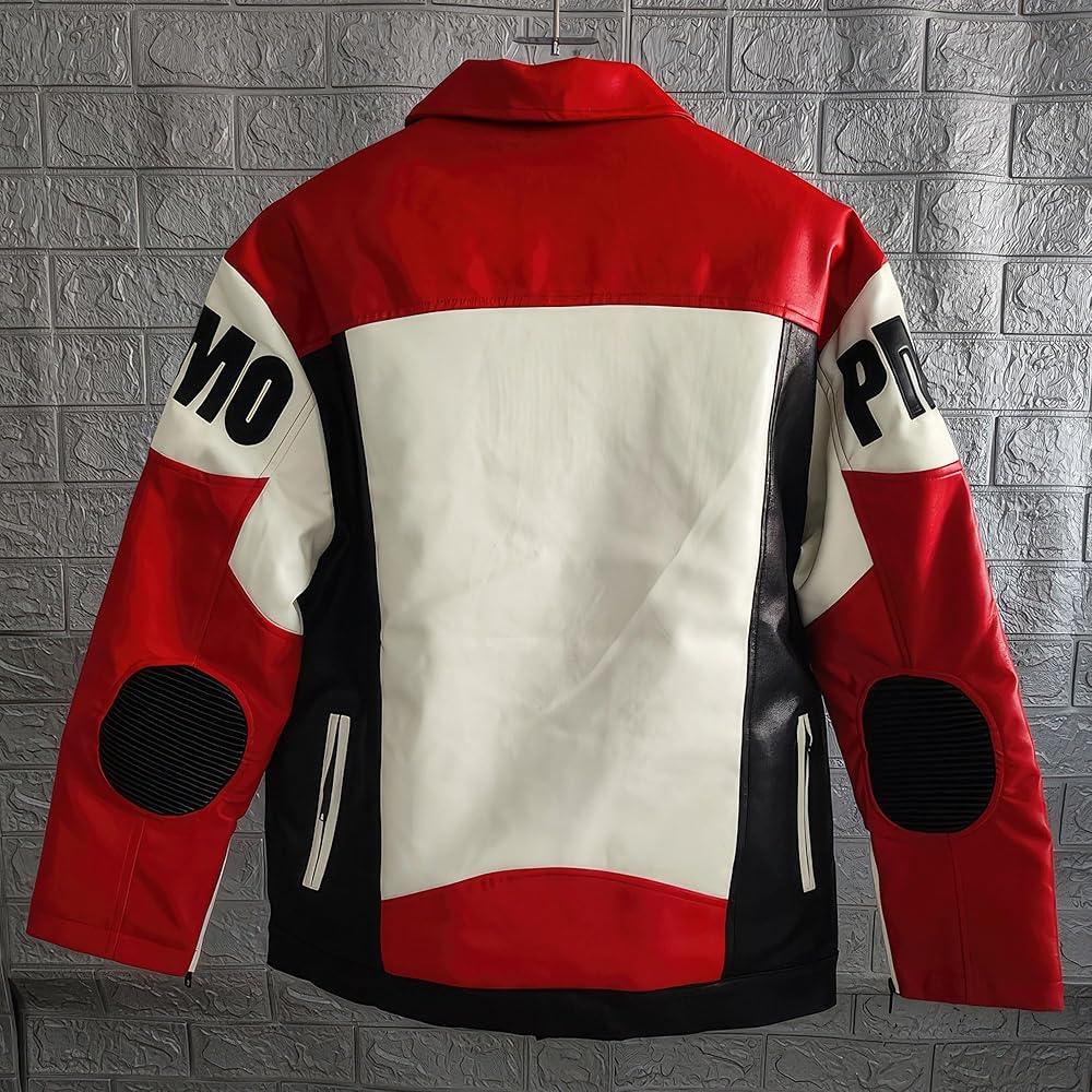 The Next Retro Color Matching Motorcycle Leather Jacket For